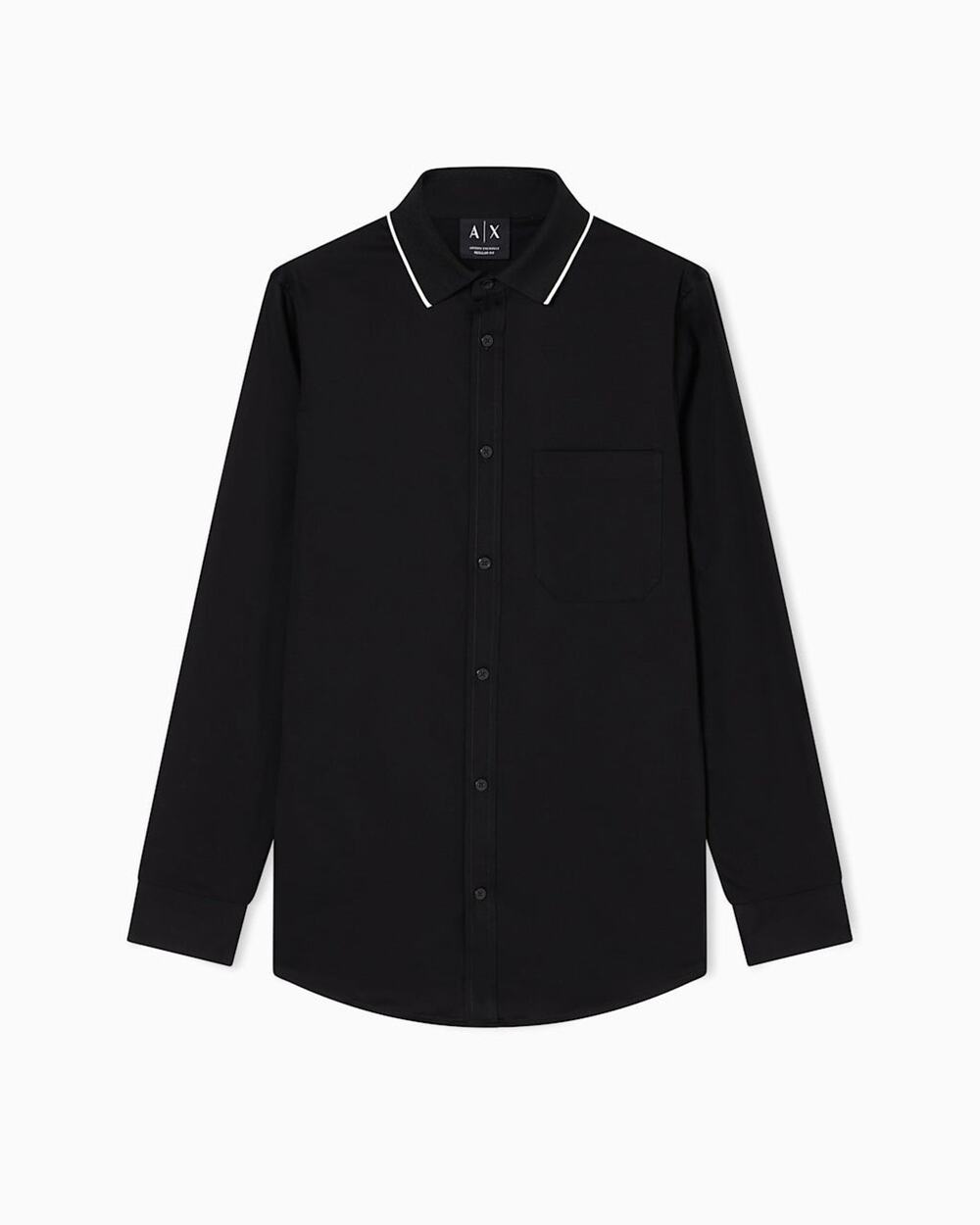 Armani Exchange Men's XL Black Stretch Cotton Shirt Contrast Collar XM001819